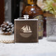 Black to Silver Laserable PU Stainless Steel Hip Flask (6oz)