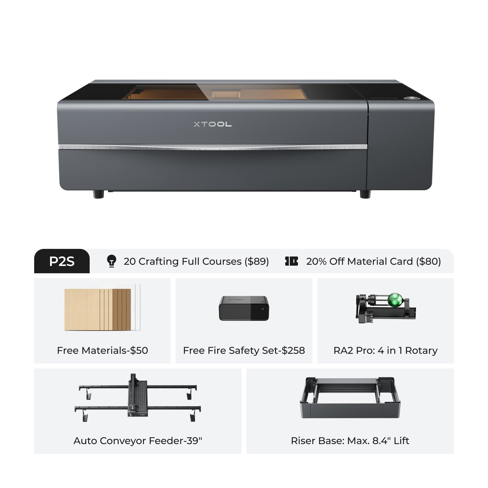 xTool P2S & P2 55W Desktop CO2 Laser Cutter + Free Fire Safety Set