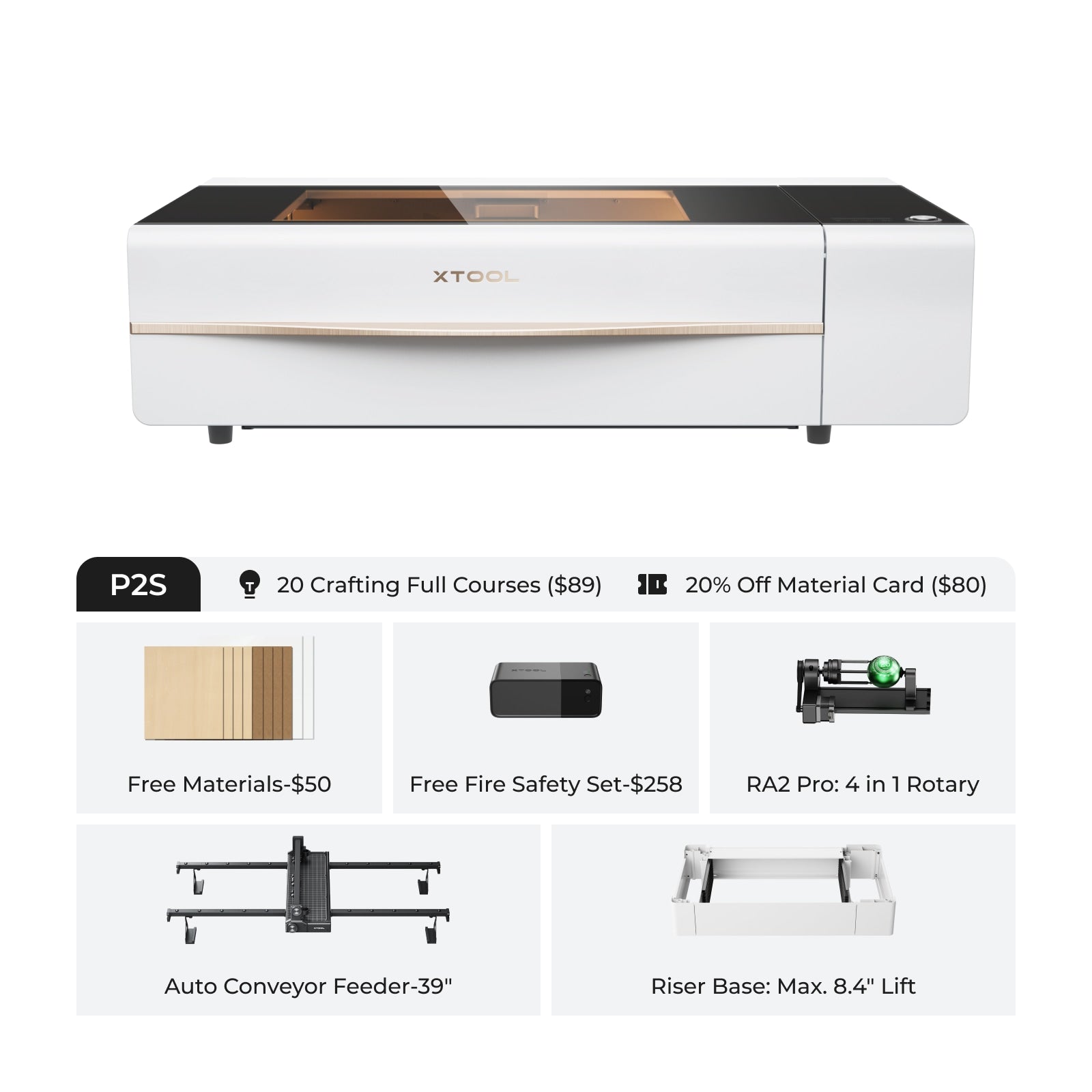 xTool P2S & P2 55W Desktop CO2 Laser Cutter + Free Fire Safety Set