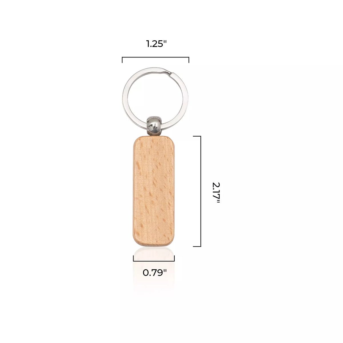 Rectangular Key Round Edge Rounded Rectangle Strip Wooden Keychain (10pcs)