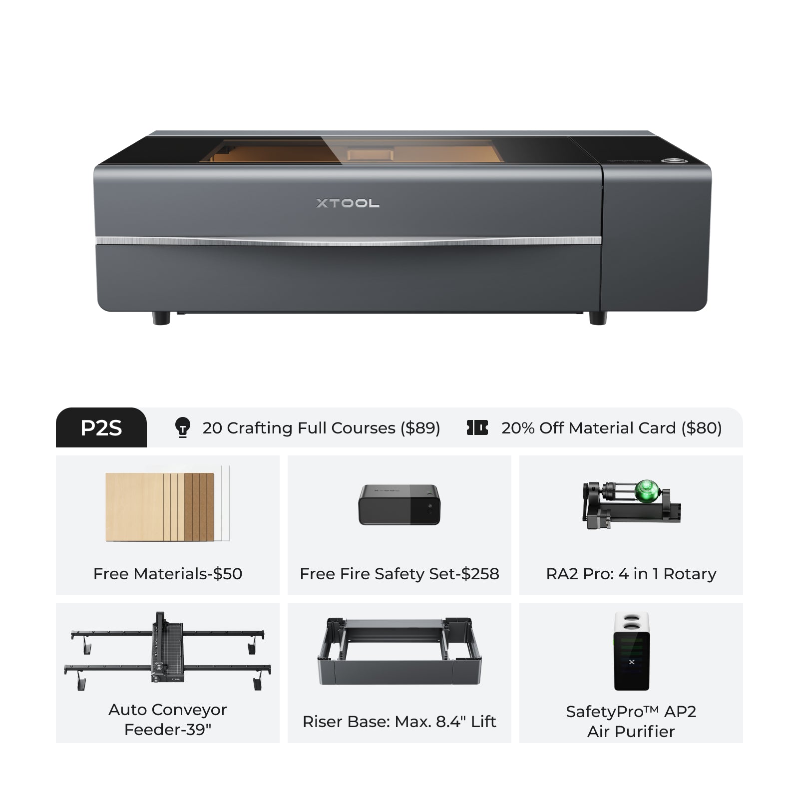 xTool P2S 55W Desktop CO2 Laser Cutter