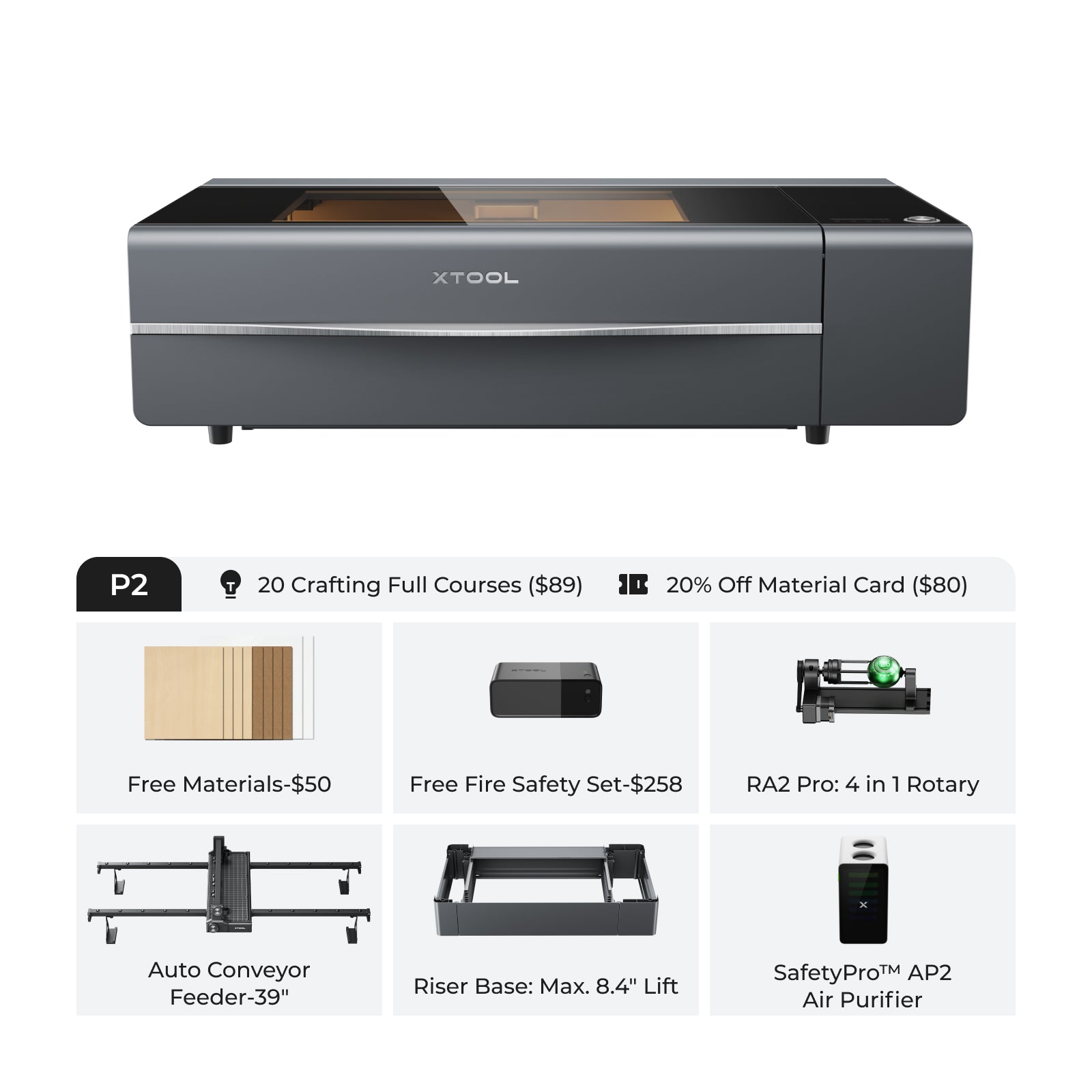 xTool P2 55W Desktop CO2 Laser Cutter