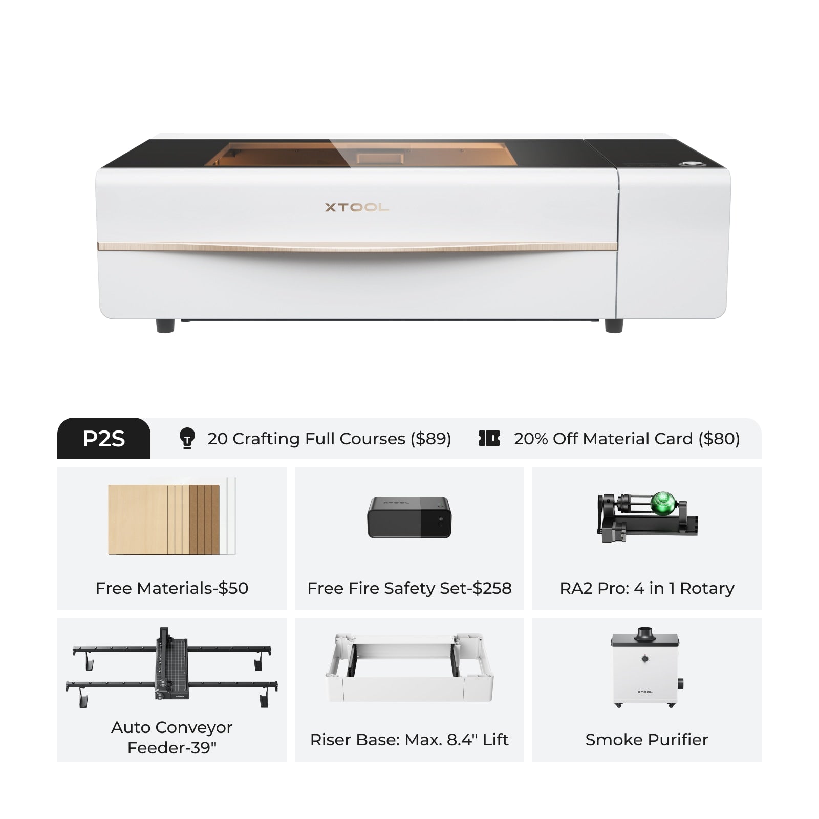 xTool P2S & P2 55W Desktop CO2 Laser Cutter + Free Fire Safety Set