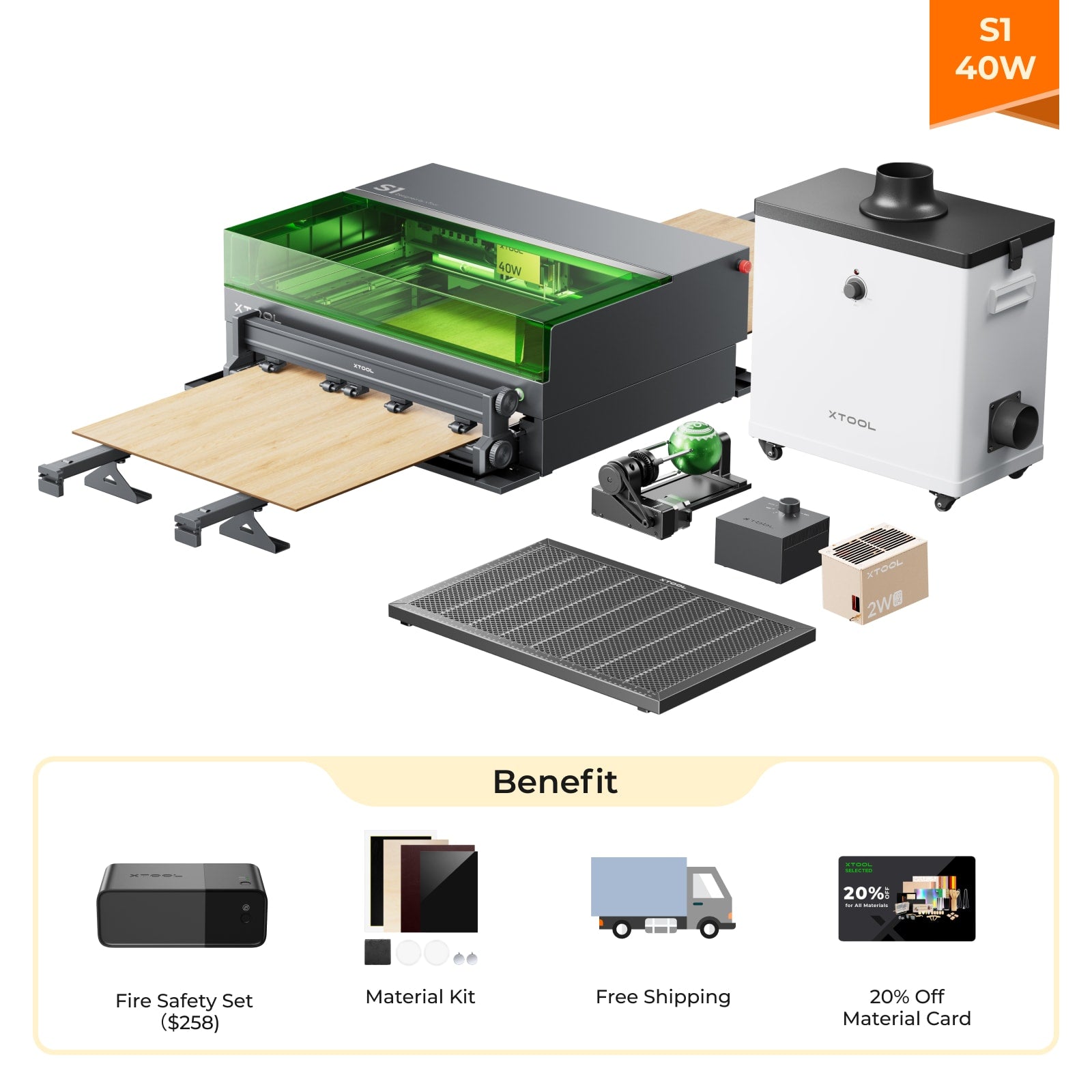 xTool S1 Blue + 1064nm IR Laser Kit: Enclosed Diode Laser Engraver & Cutter