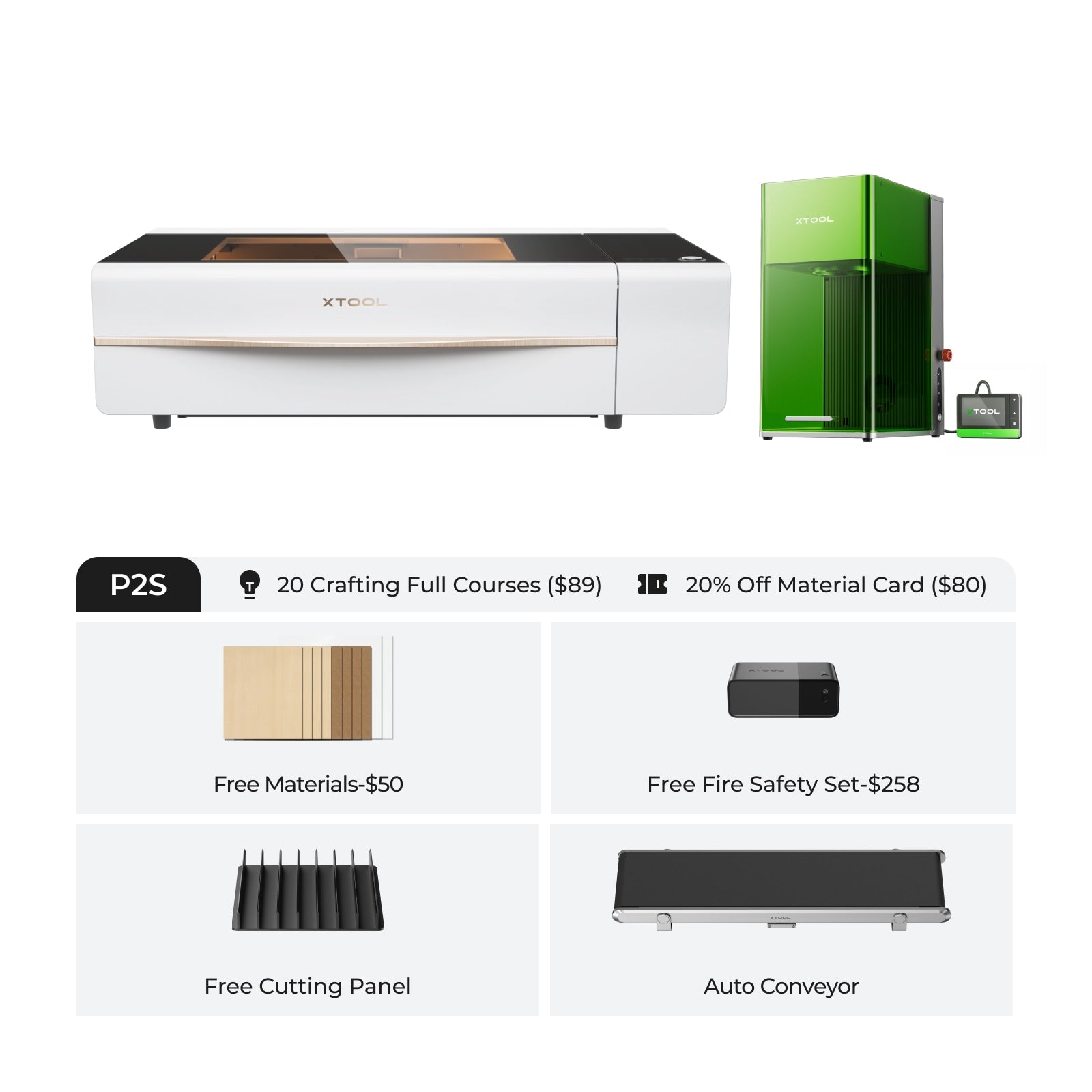 xTool P2S & P2 55W Desktop CO2 Laser Cutter + Free Fire Safety Set