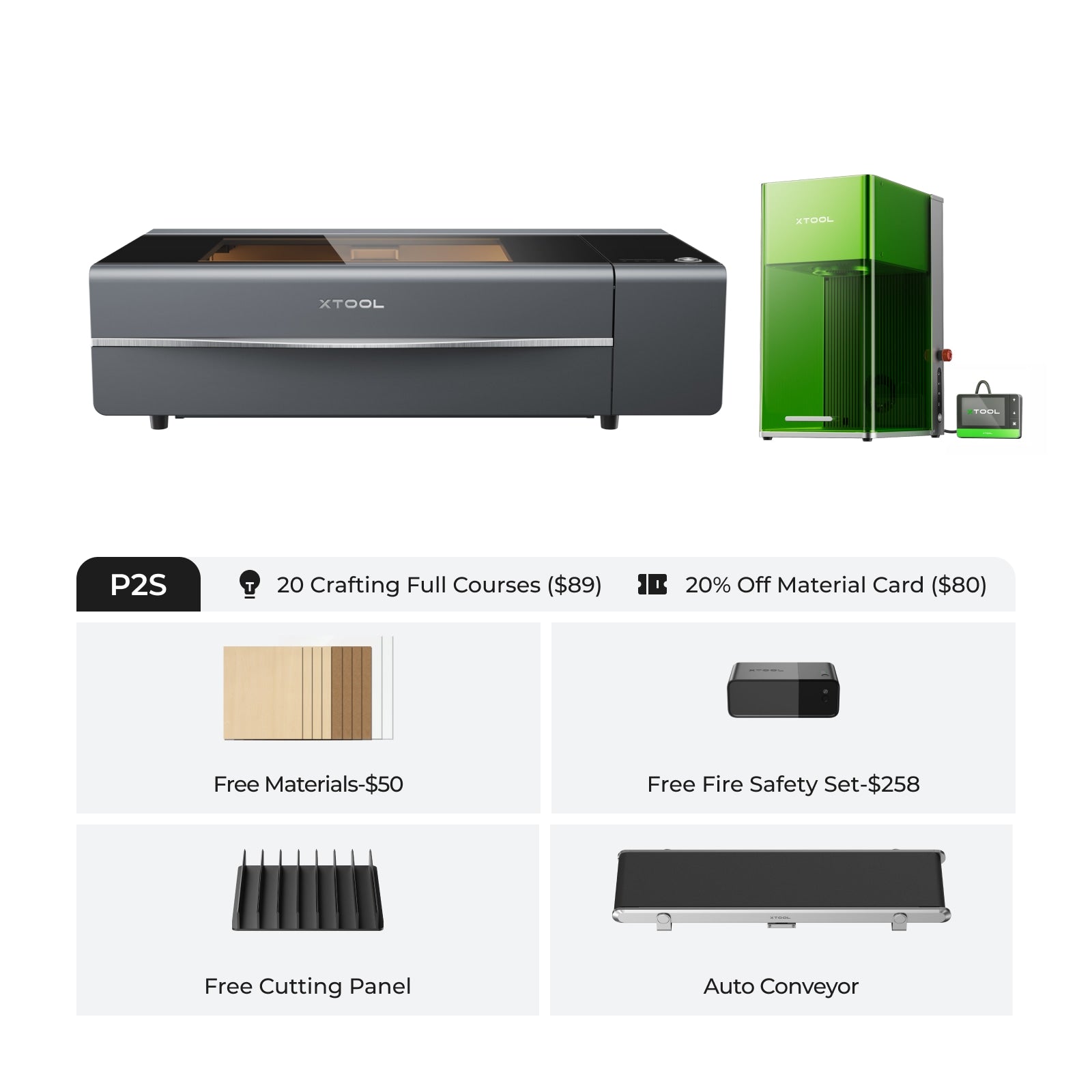 xTool P2S & P2 55W Desktop CO2 Laser Cutter + Free Fire Safety Set