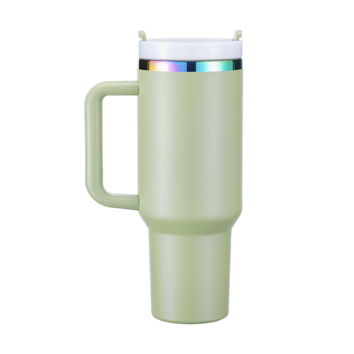 Army Green to Iridescent Stainless Steel Tumbler with Removable Handle