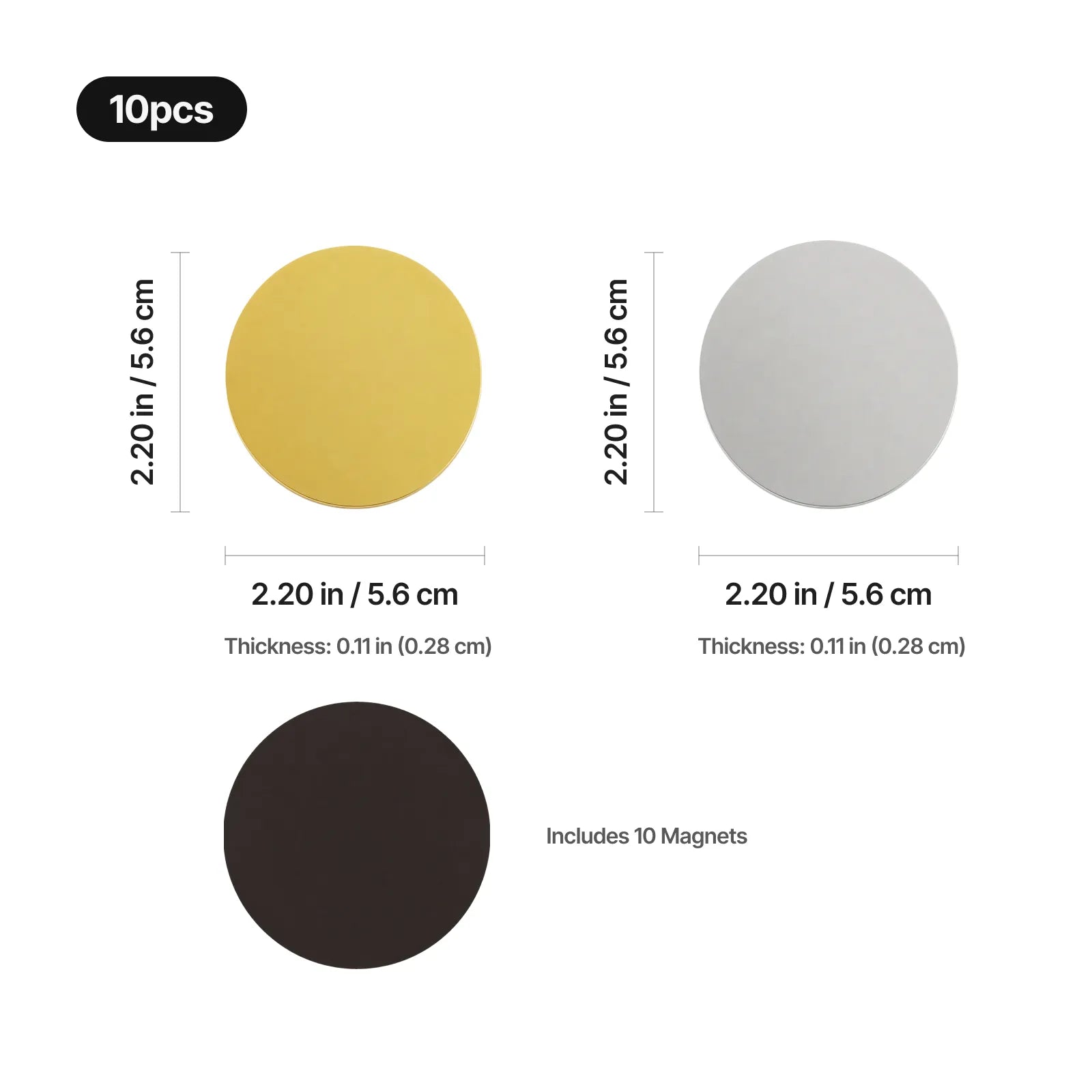 Assorted color round metal fridge magnet 10pcs 03
