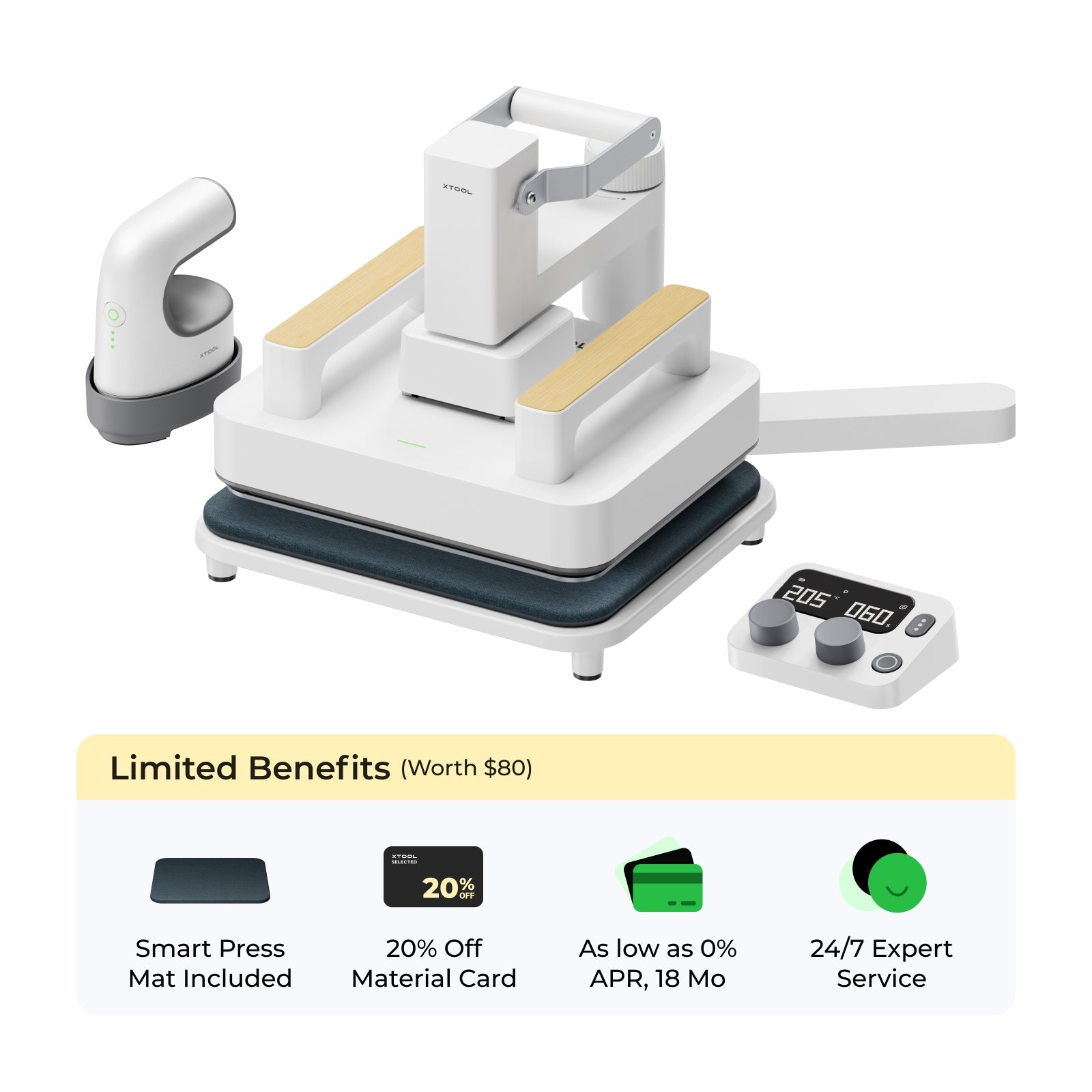 xTool Heat Press Machine for T-shirts, HTV, Sublimation and DTF Transfers