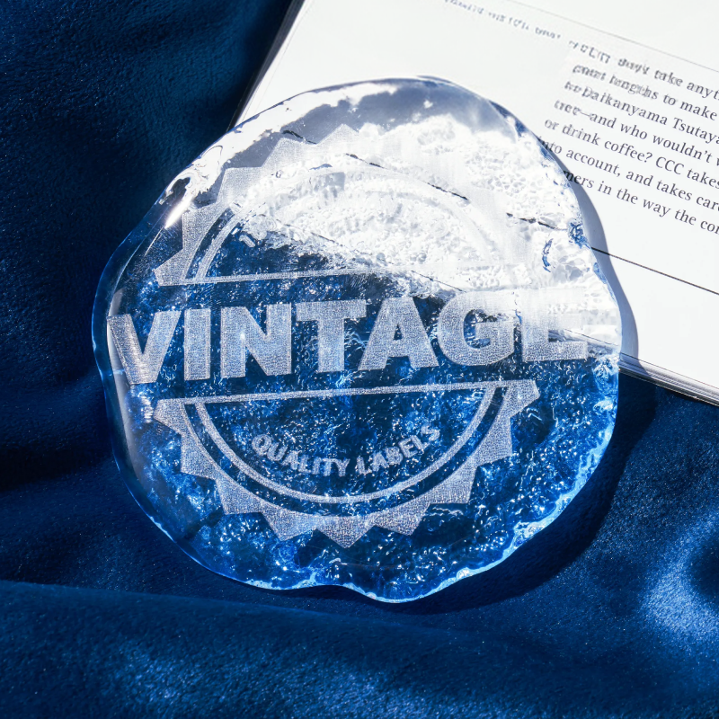Irregular round glass coaster 03 2