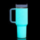 Pastel Blue to Silver Glow in the Dark Stainless Steel Tumbler with Removable Handle (40oz)