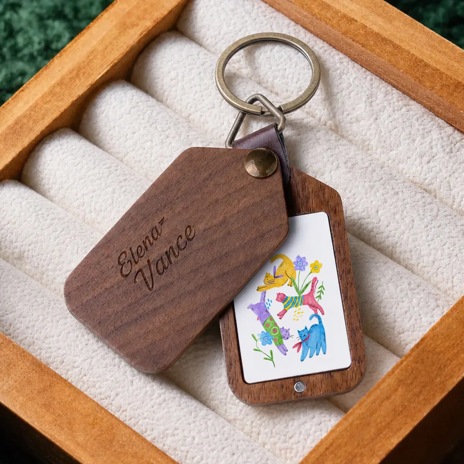 Wooden keychain with sublimation aluminum sheet 04
