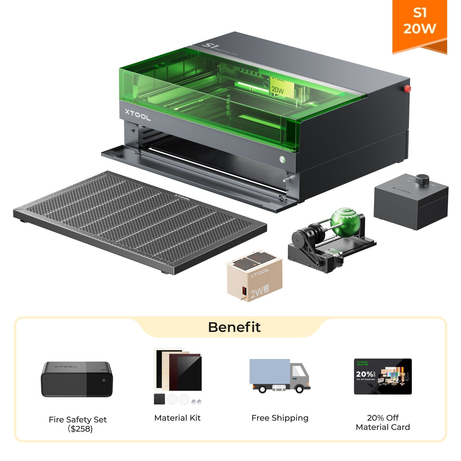 xTool S1 Blue + 1064nm IR Laser Kit: Enclosed Diode Laser Engraver & Cutter