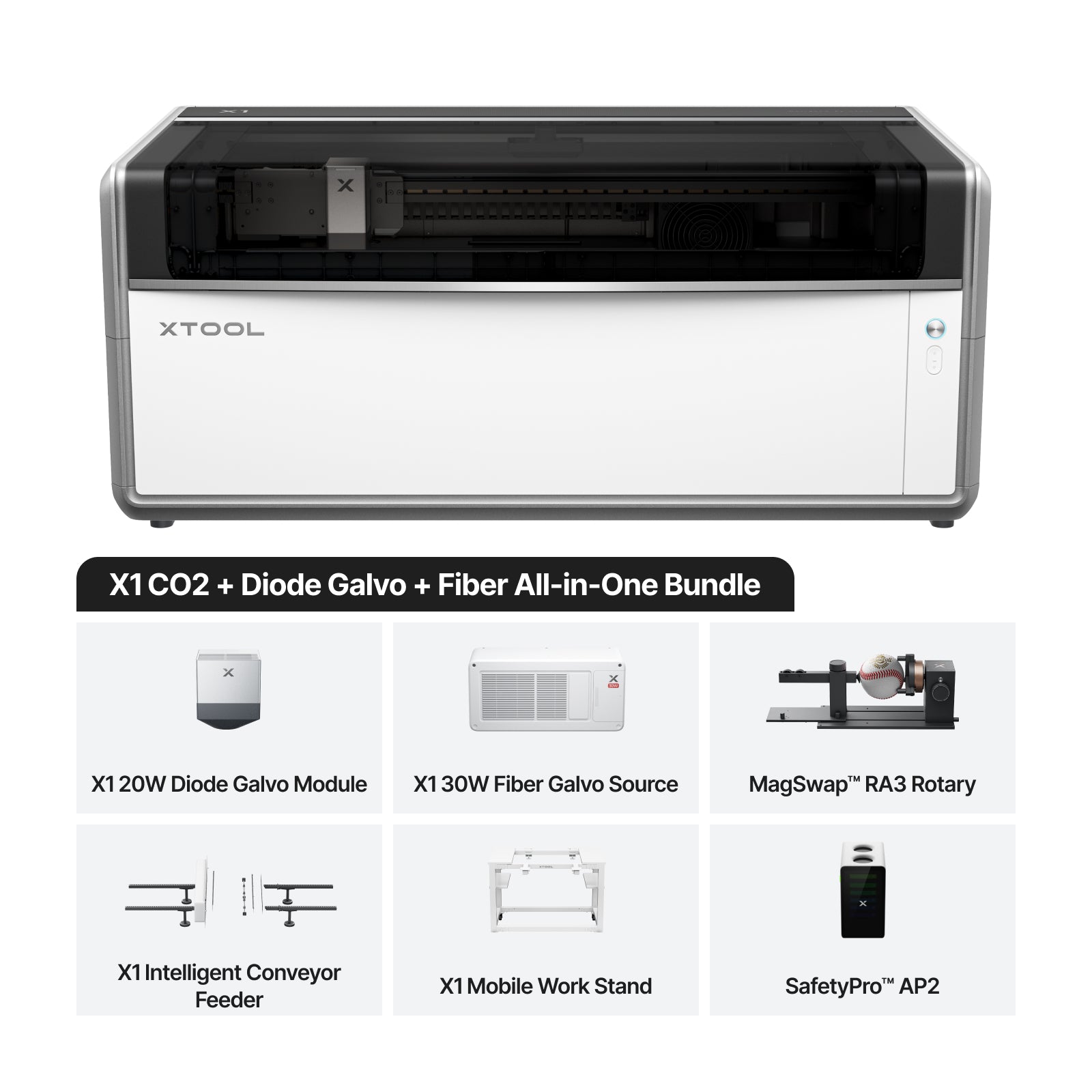 Xtool x1 co2 diode galvo fiber all in one bundle