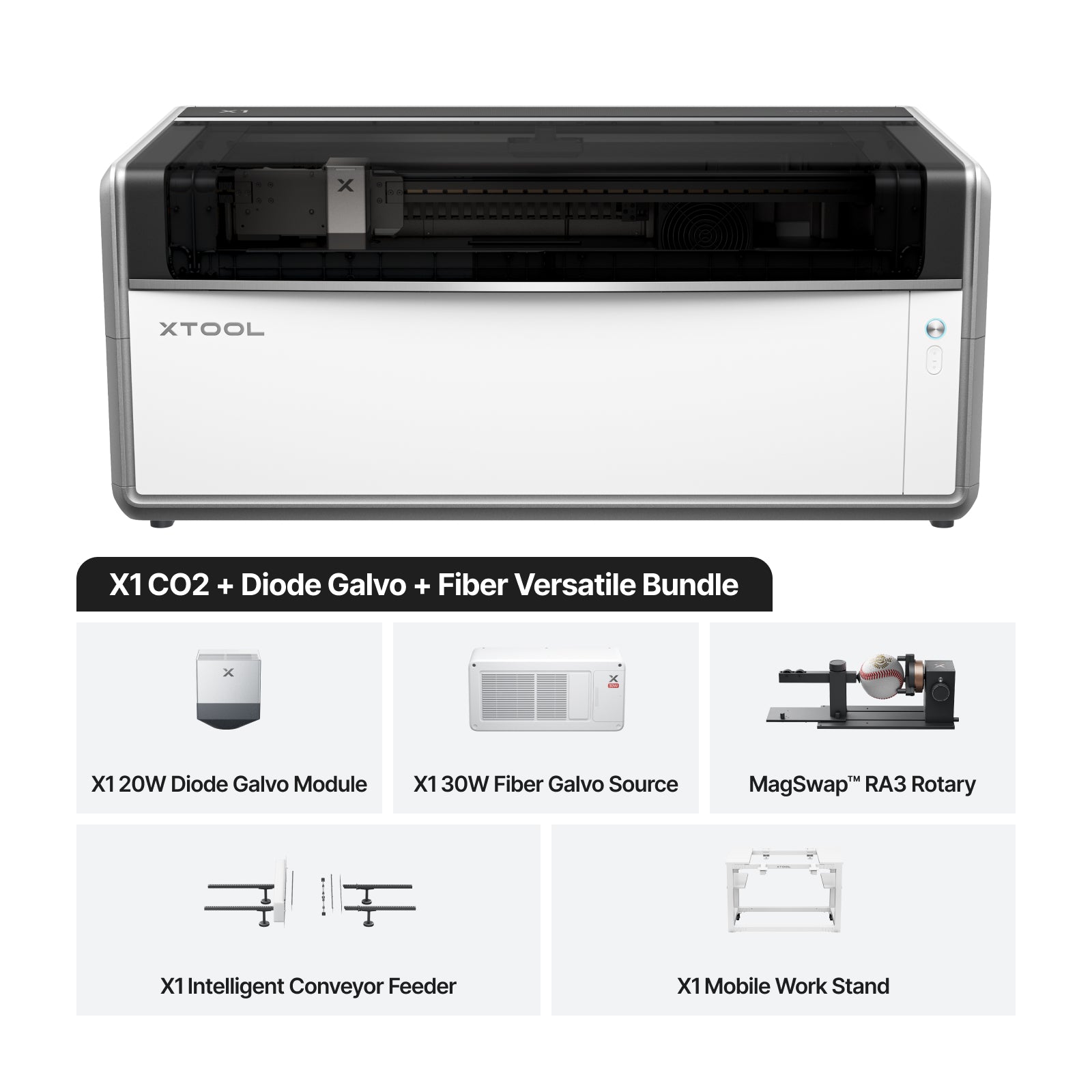 Xtool x1 co2 diode galvo fiber versatile bundle