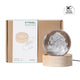 rechargeable round rubber wood LED light base for crystal ball display